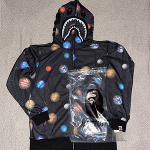 Bape Galaxy Shark Full Zip Hoodie Black Size Large